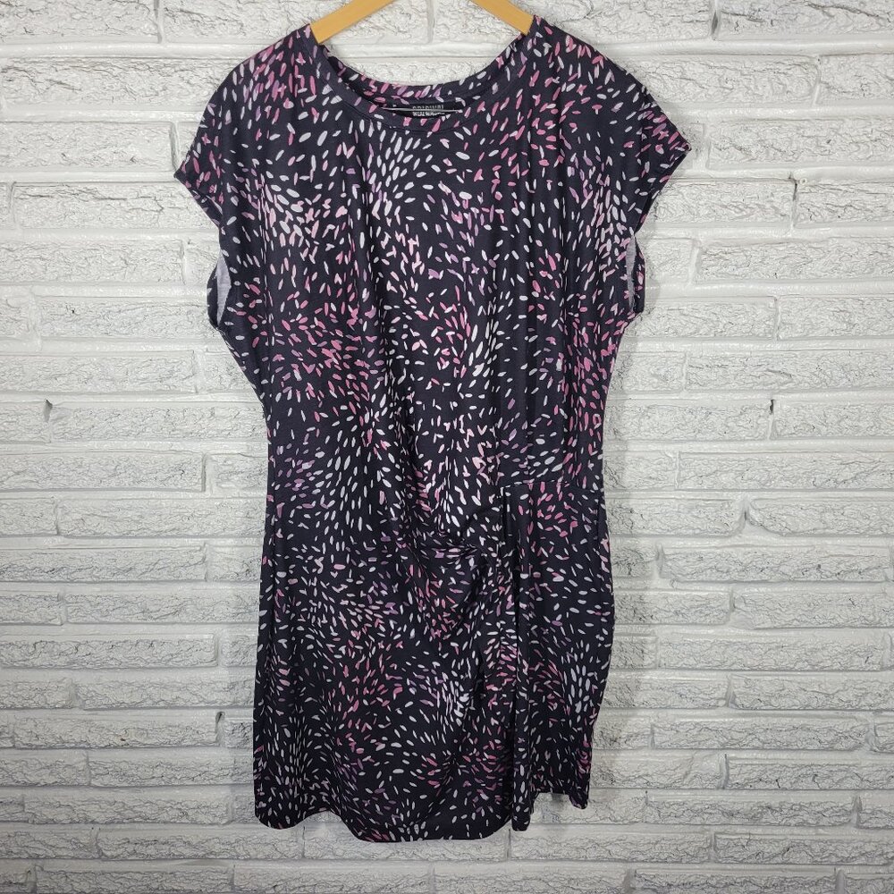 Nicole Miller Women's XL Black Pink Watercolor Dress Sleeveless Sash WAT40E